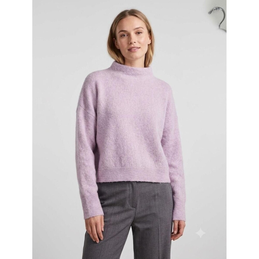 Tahari Sweater Womens L‎ Purple 100% Cashmere Mock Neck Pullover Knit Soft